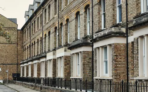 Victorian terraced houses on a street in Oxford