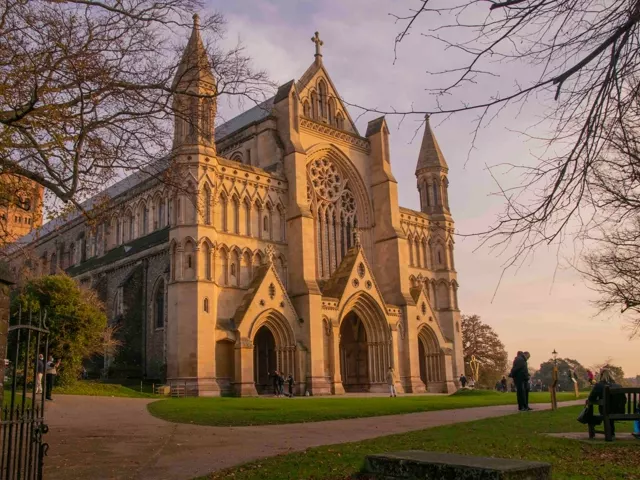 St Albans Cathedral at sunset